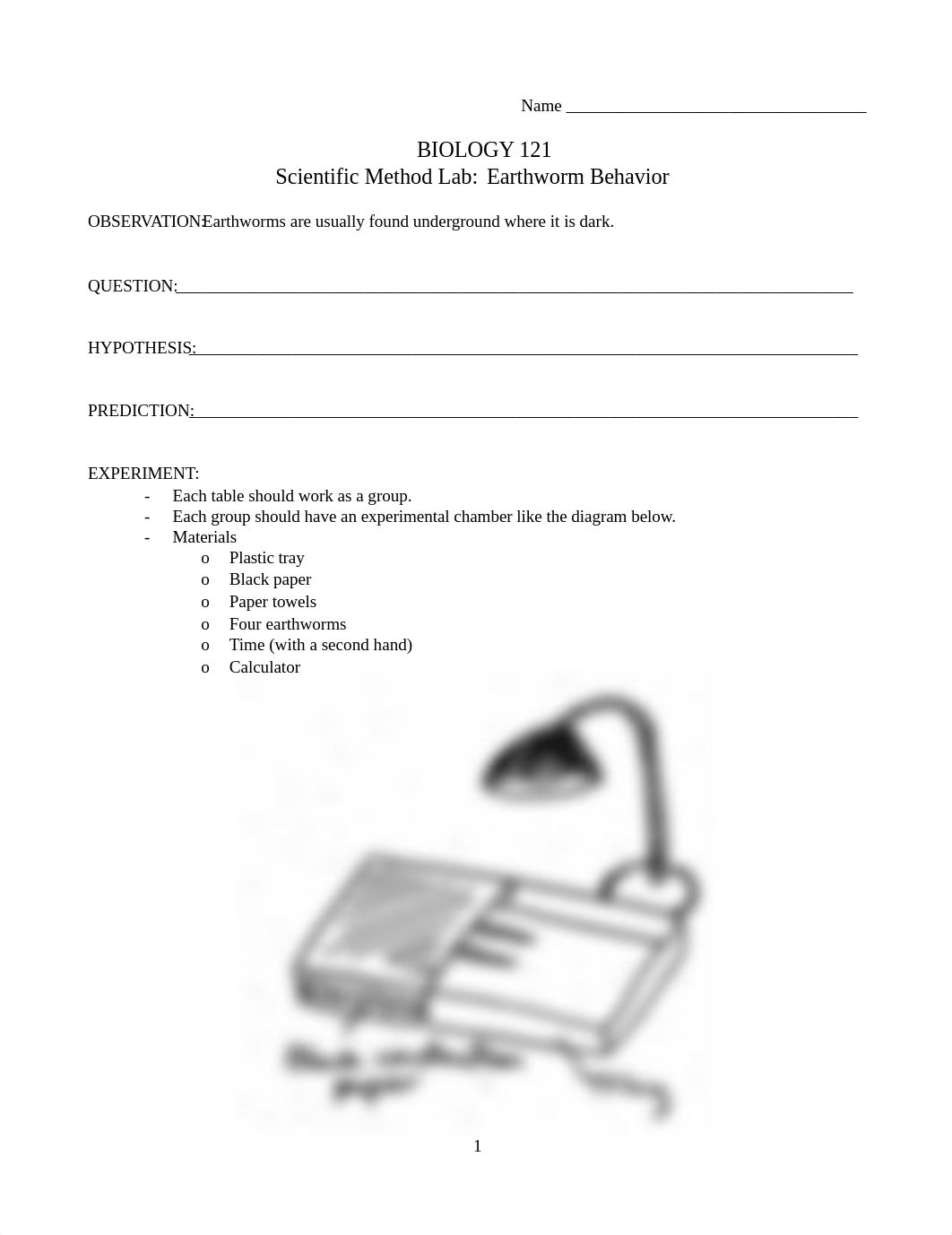 BIO 121 Earthworm Scientific Method Lab (1).doc_d39j9mckhdh_page1