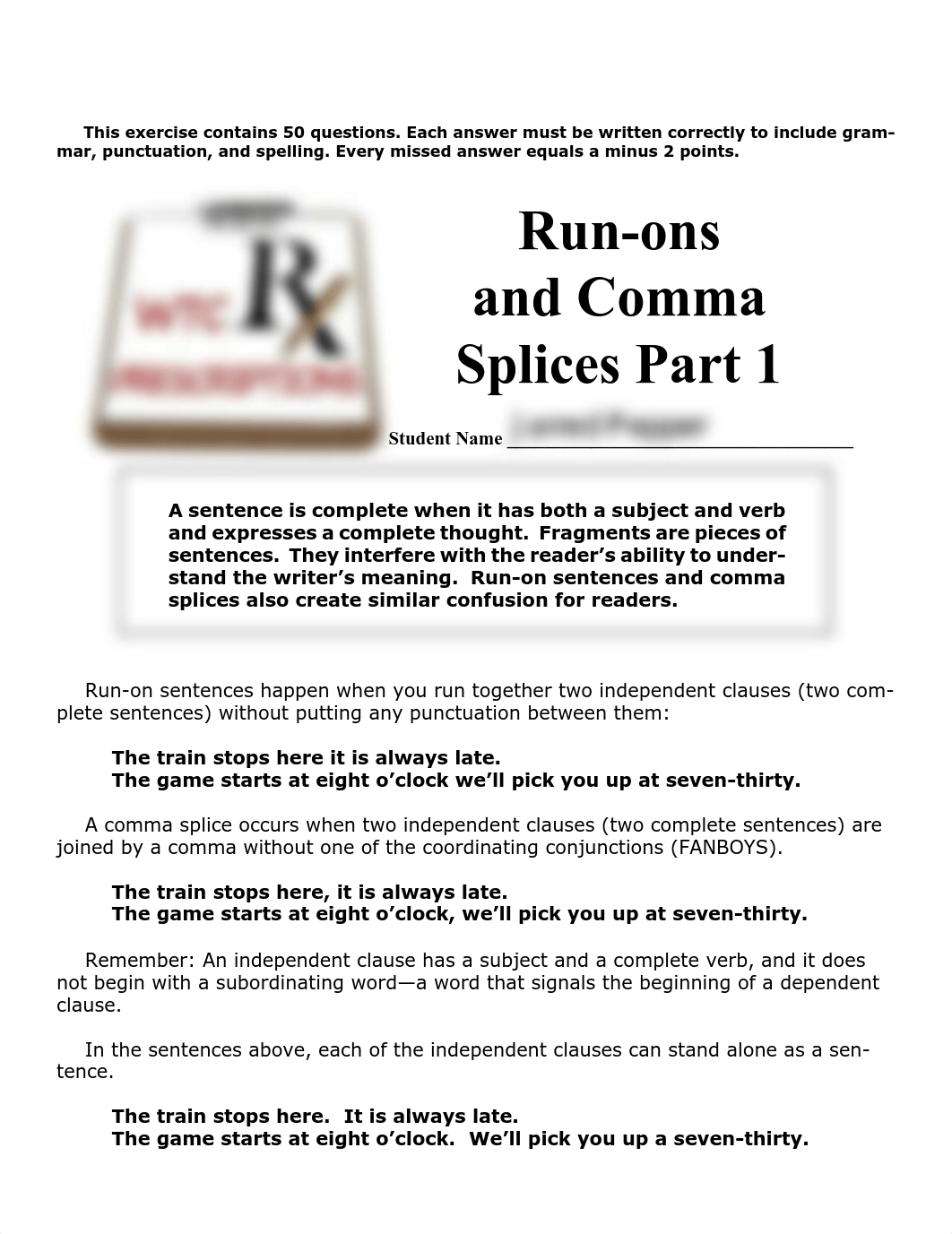 (P-7) Run-ons, Comma Splices_d39ls709c7u_page1