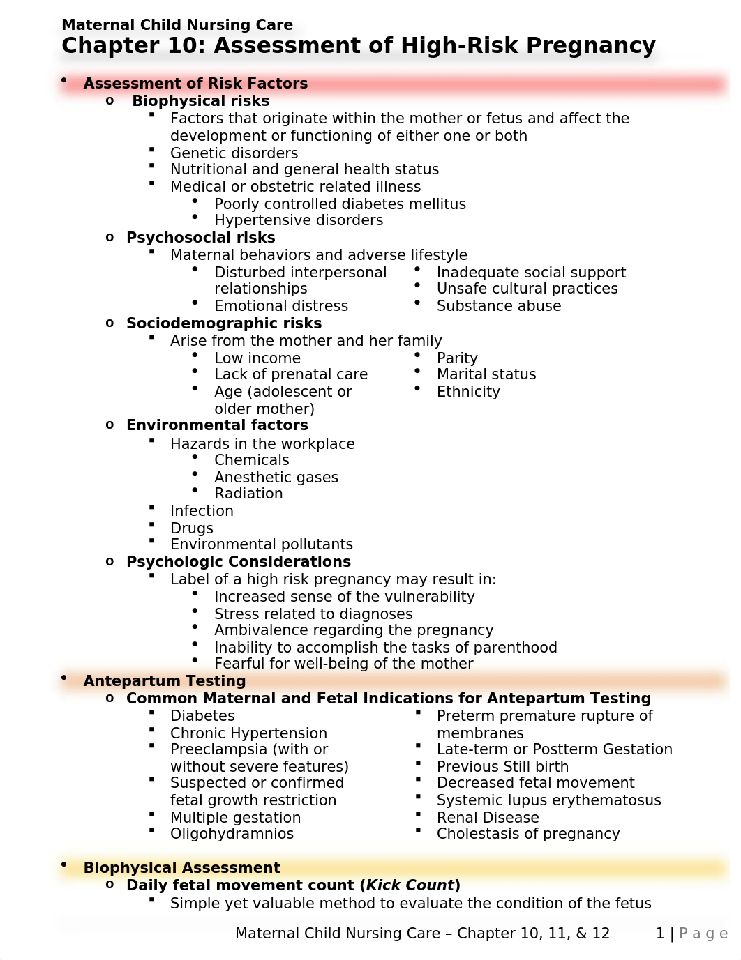 Maternal Child Nursing Care - Chapter 10, 11, & 12 .docx_d3a0wg59ogb_page1