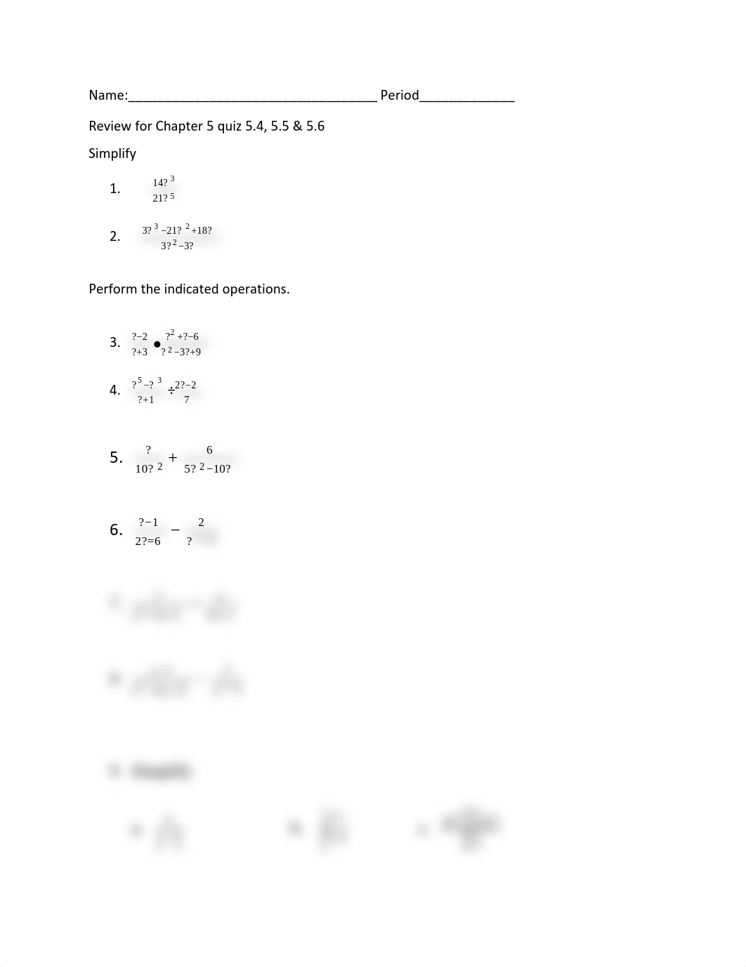 5.4-5.6 Review - Algebra 2 Honors.pdf_d3aimpy2t4u_page1