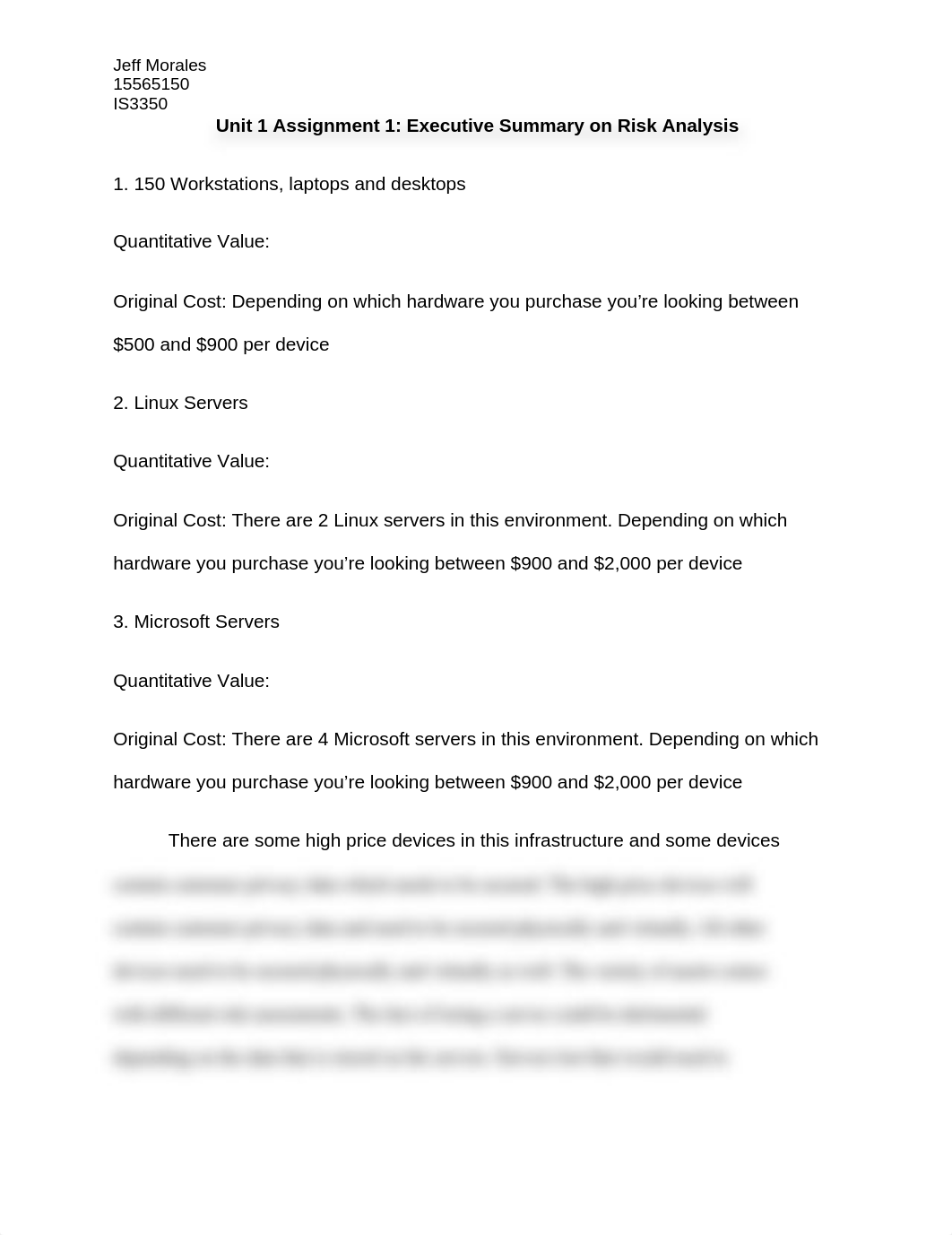 IS3350 Unit 1 Executive Summary on Risk Analysis_d3bbg81vavt_page1