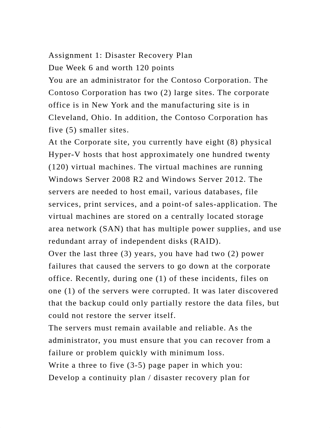 Assignment 1 Disaster Recovery PlanDue Week 6 and worth 120 point.docx_d3bohak3lmg_page2