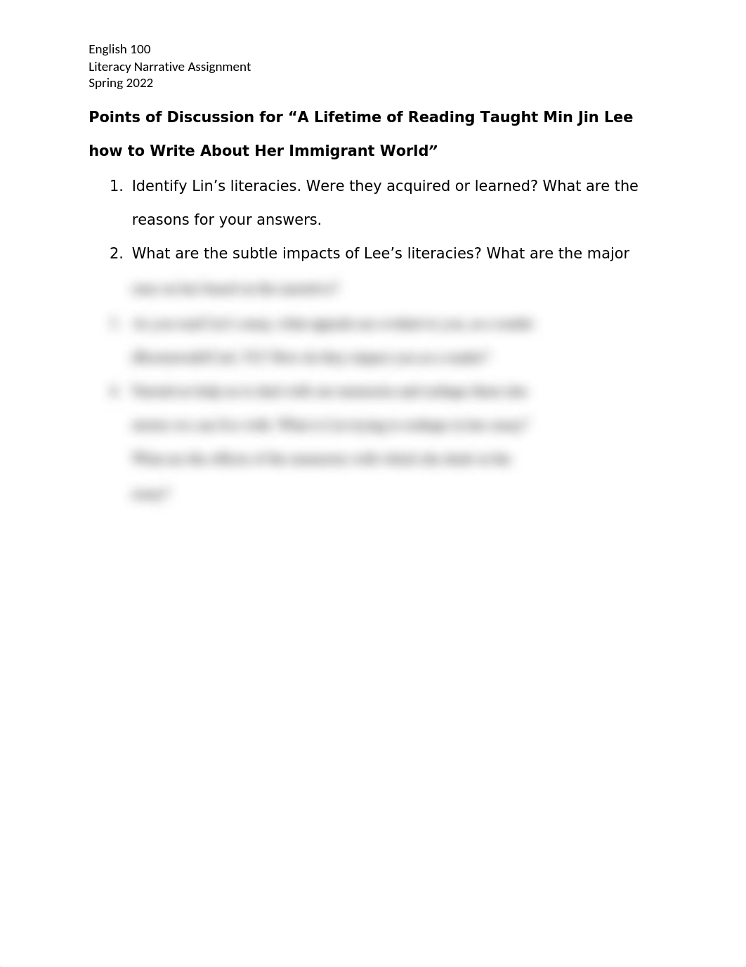 In Class Discussion Questions for Min Jin Lee Literacy Narrative (1).docx_d3c5zw1va50_page1