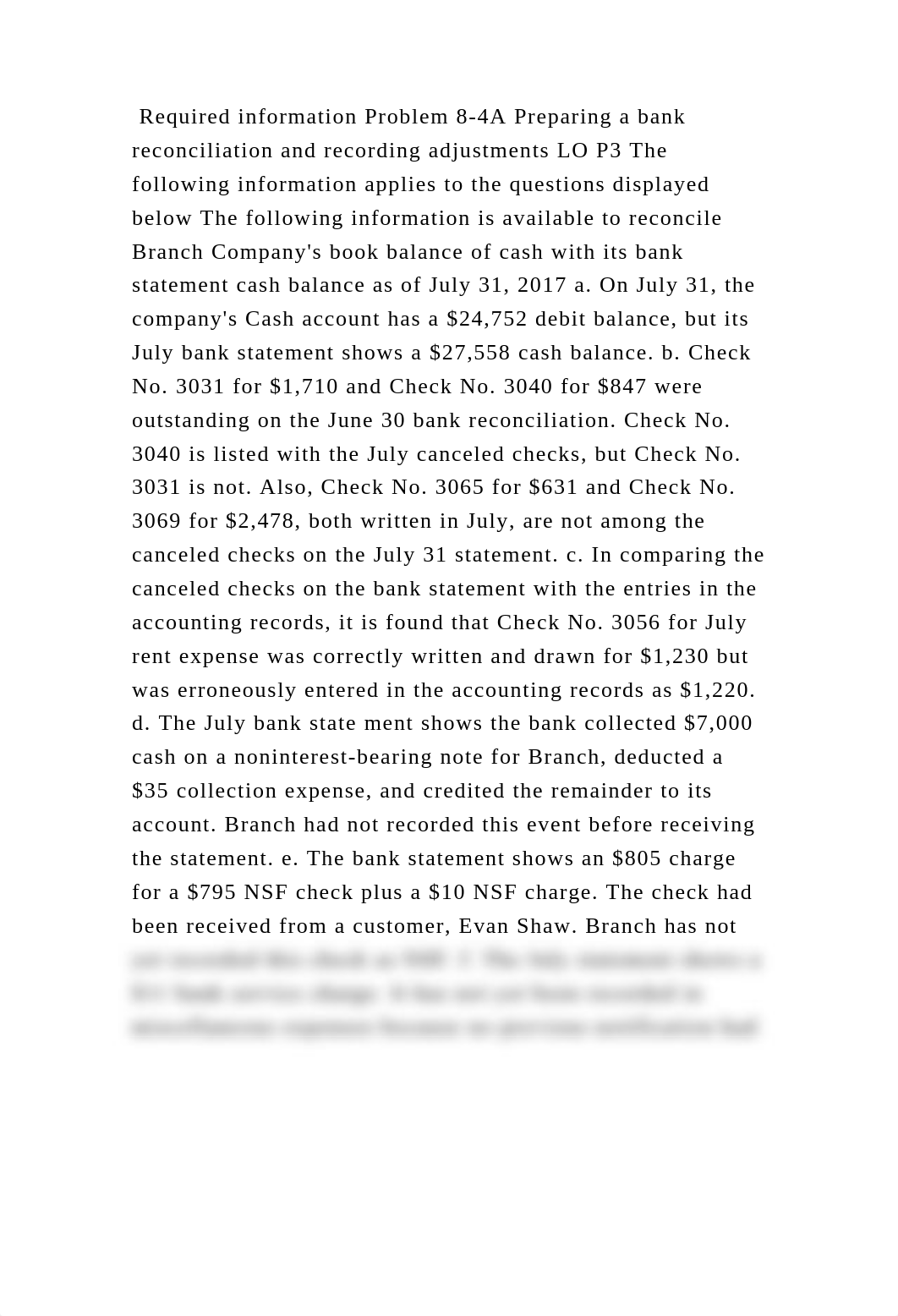 Required information Problem 8-4A Preparing a bank reconciliation and.docx_d3c78x60oo8_page2