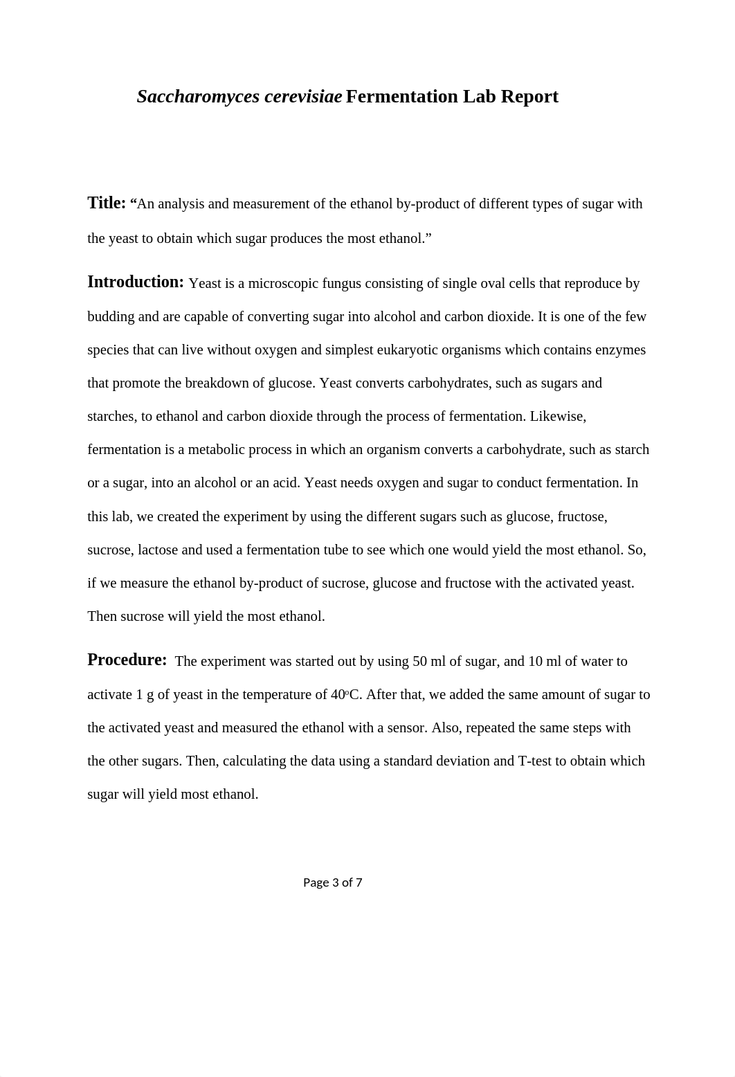 Saccharomyces Cerevisiae Fermentation Lab Report.docx_d3cfelj9qgz_page3