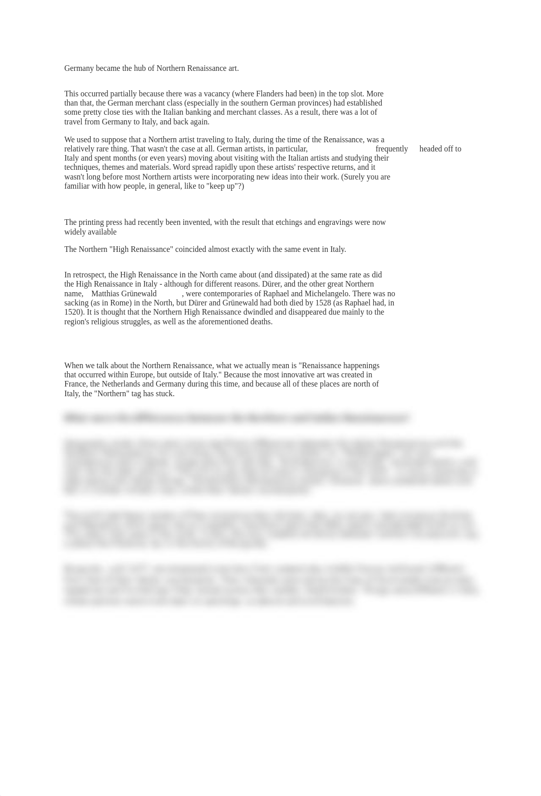 HUMS II Differences between Italian and Northern Renaissance.doc_d3ctwy5gznb_page1