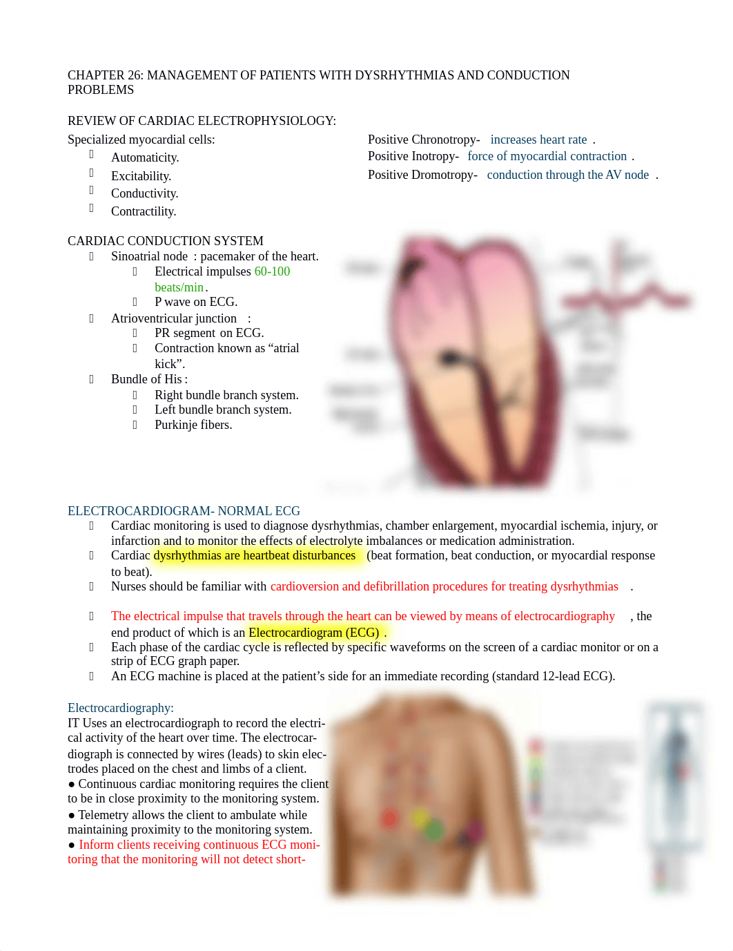 CHAPTER 26 MANAGEMENT OF PATIENTS WITH DYSRHYTHMIAS AND CONDUCTION PROBLEMS.docx_d3d60mg75a3_page1