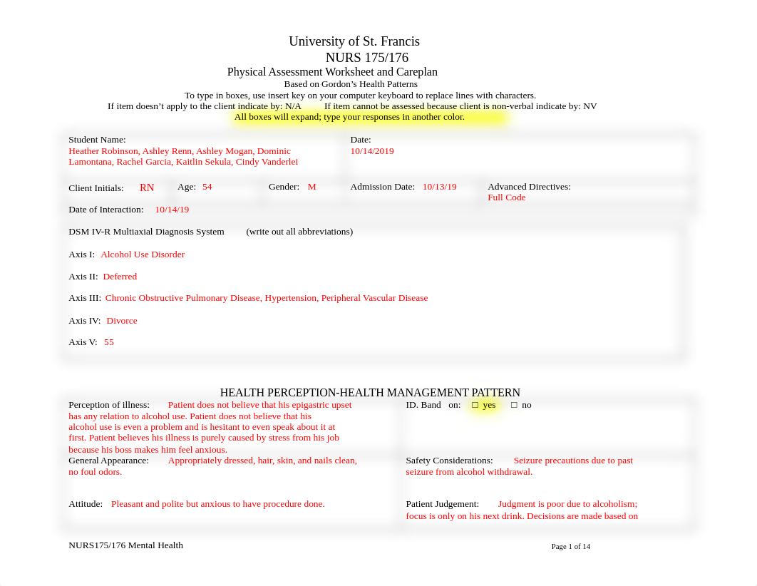 Mental Health- Alcohol Withdrawal SIM care plan.docx_d3e8srvhdfu_page1