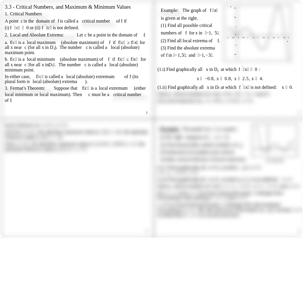 Lecture Notes on Critical Numbers, and Maximum and Minimum Values_d3eacvpjepx_page1