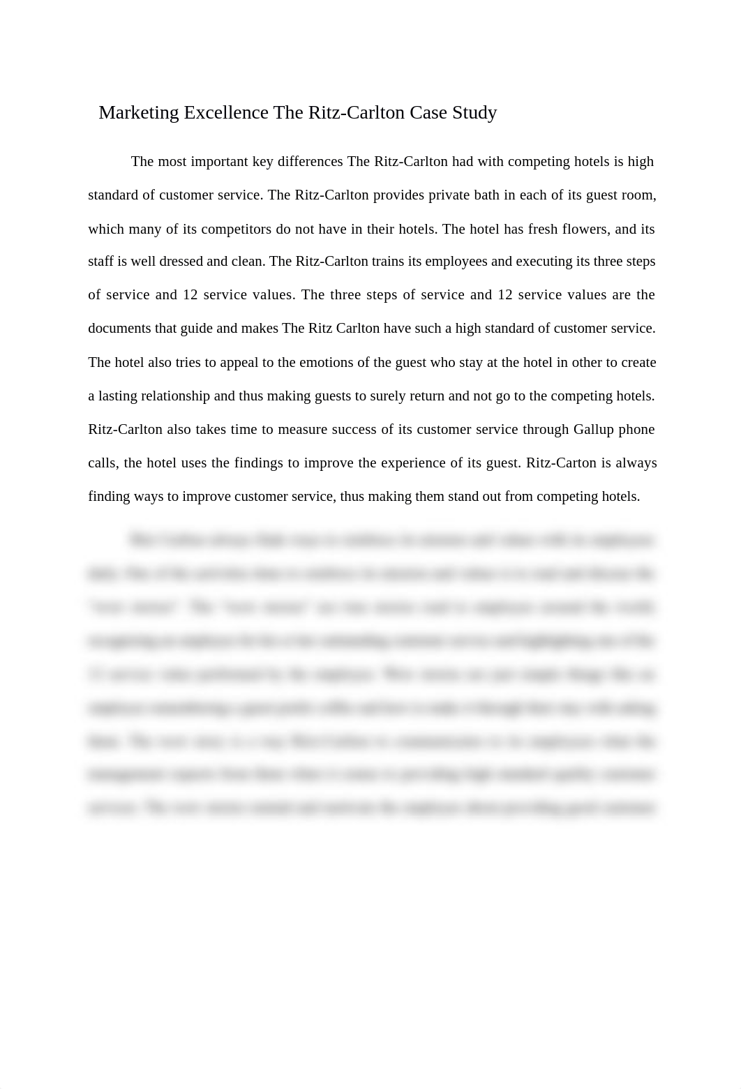 Marketing Excellence The Ritz Carlton Case Study.docx_d3ei1bifh26_page1