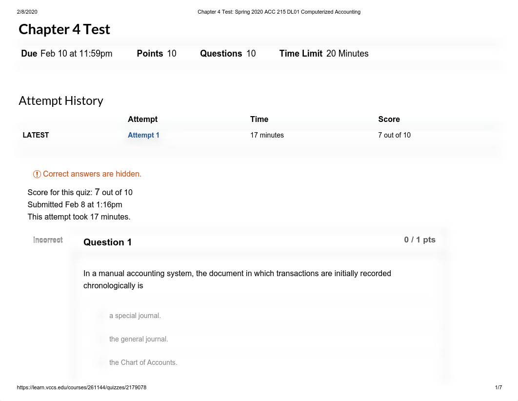 Chapter 4 Test_ Spring 2020 ACC 215 DL01 Computerized Accounting.pdf_d3fjjzk8d95_page1