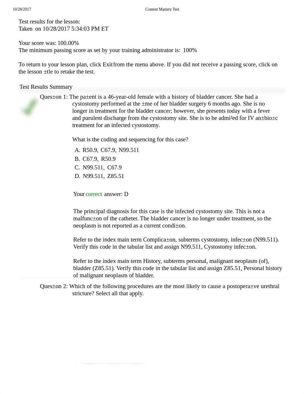 ICD-10-CMPCS Genitourinary System IV Diagnosis Complications Associated with Genitourinary Procedure_d3fr5yfpmnh_page1