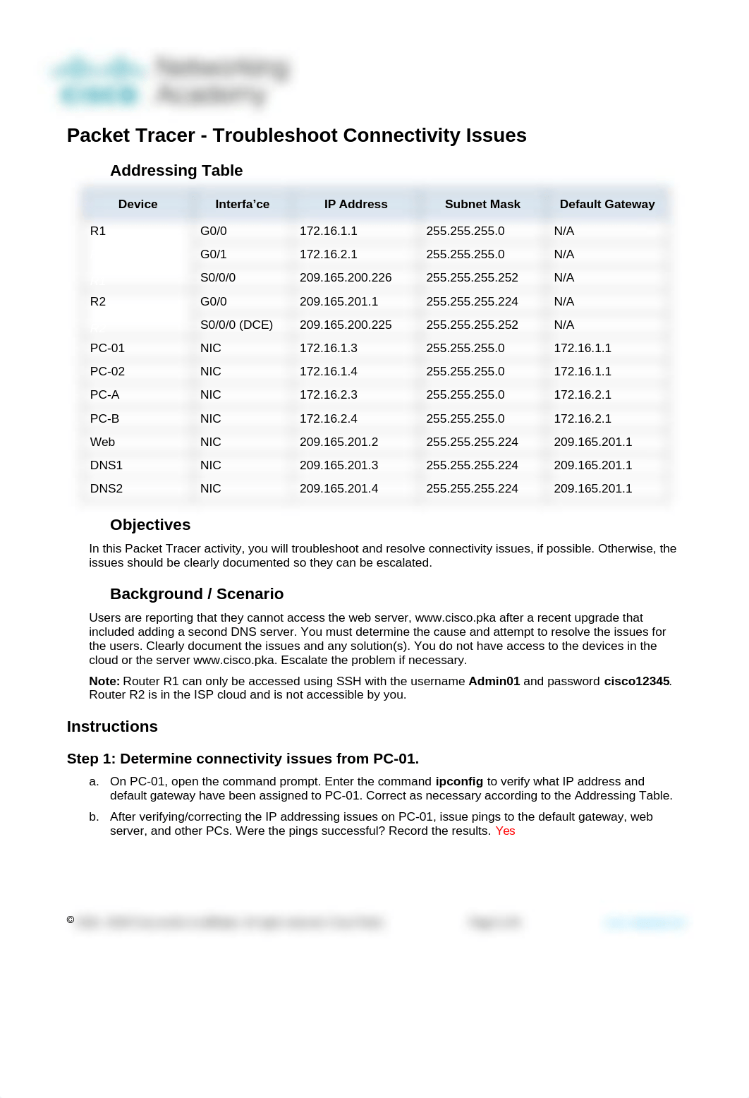 17.7.7 Packet Tracer - Troubleshoot Connectivity Issues.docx_d3fztbnee1t_page1