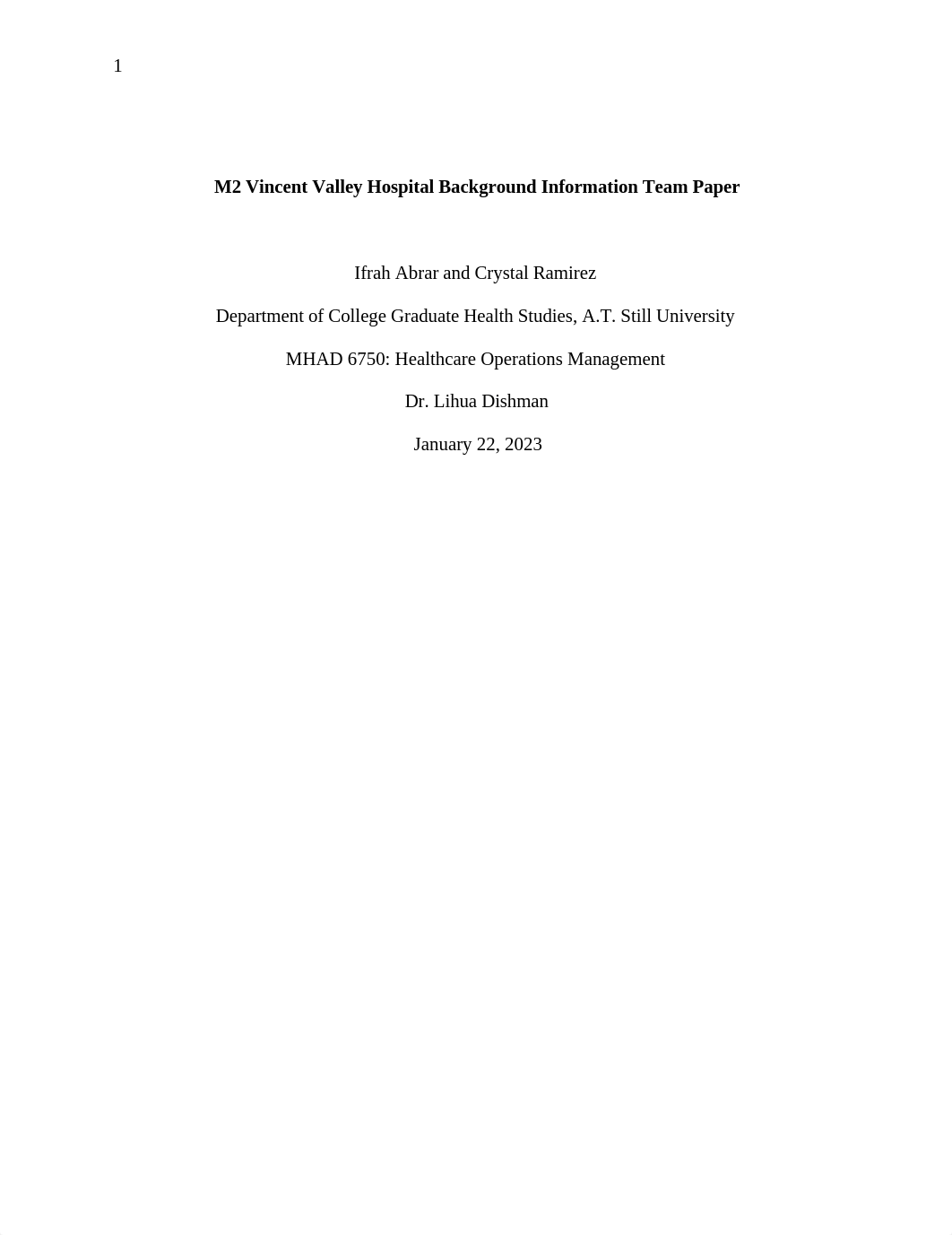 M2 Vincent Valley Hospital Background Information Team Paper.docx_d3g09yyookr_page1