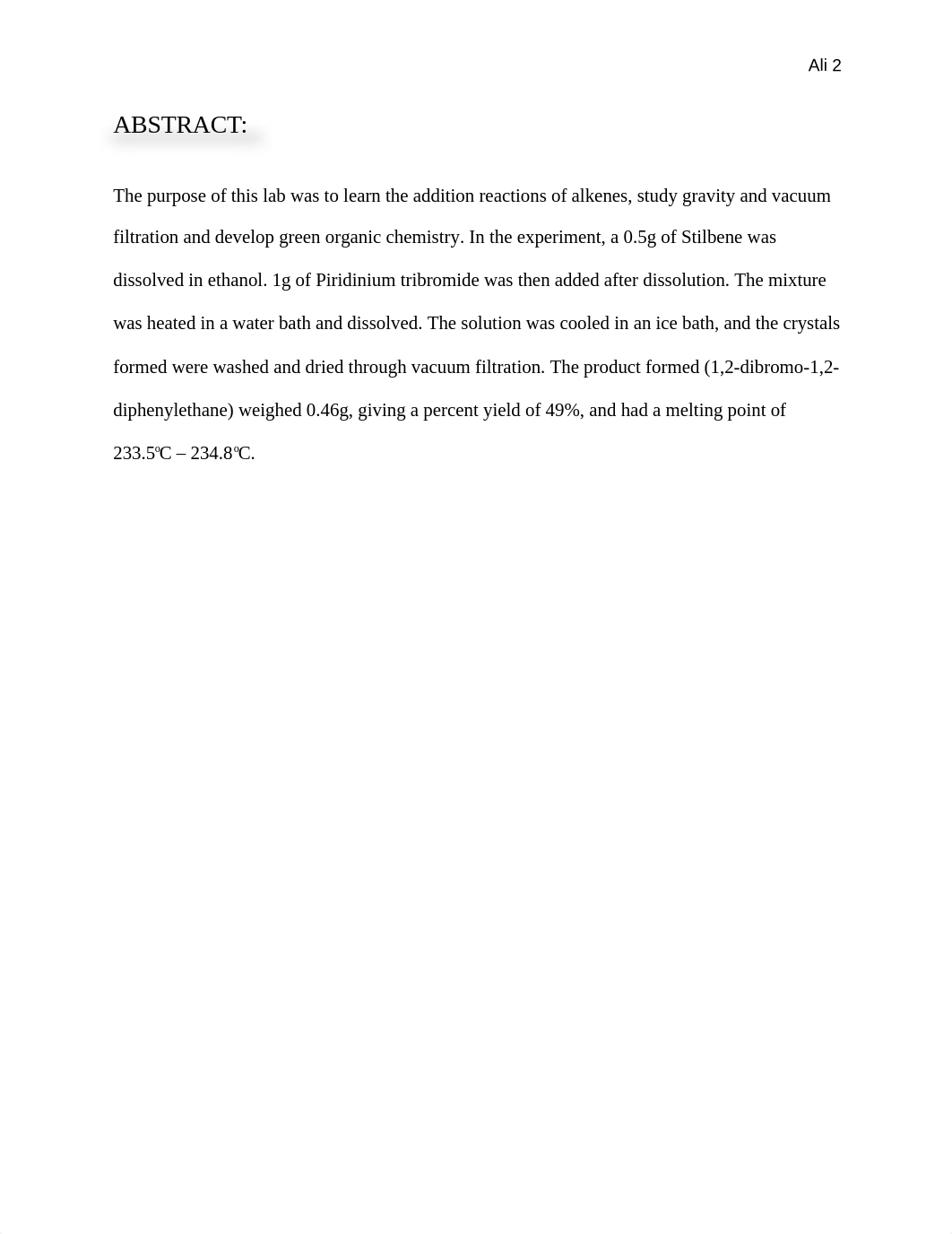 Bromination of an Alkene: Preparation of Stilbene Dibromide Lab Report_d3gdapdku4h_page2