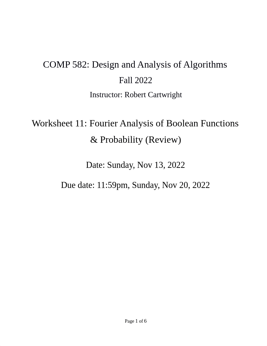 Worksheet 11 Fourier Analysis of Boolean Functions and Probability (Review).pdf_d3gscnoi9rp_page1