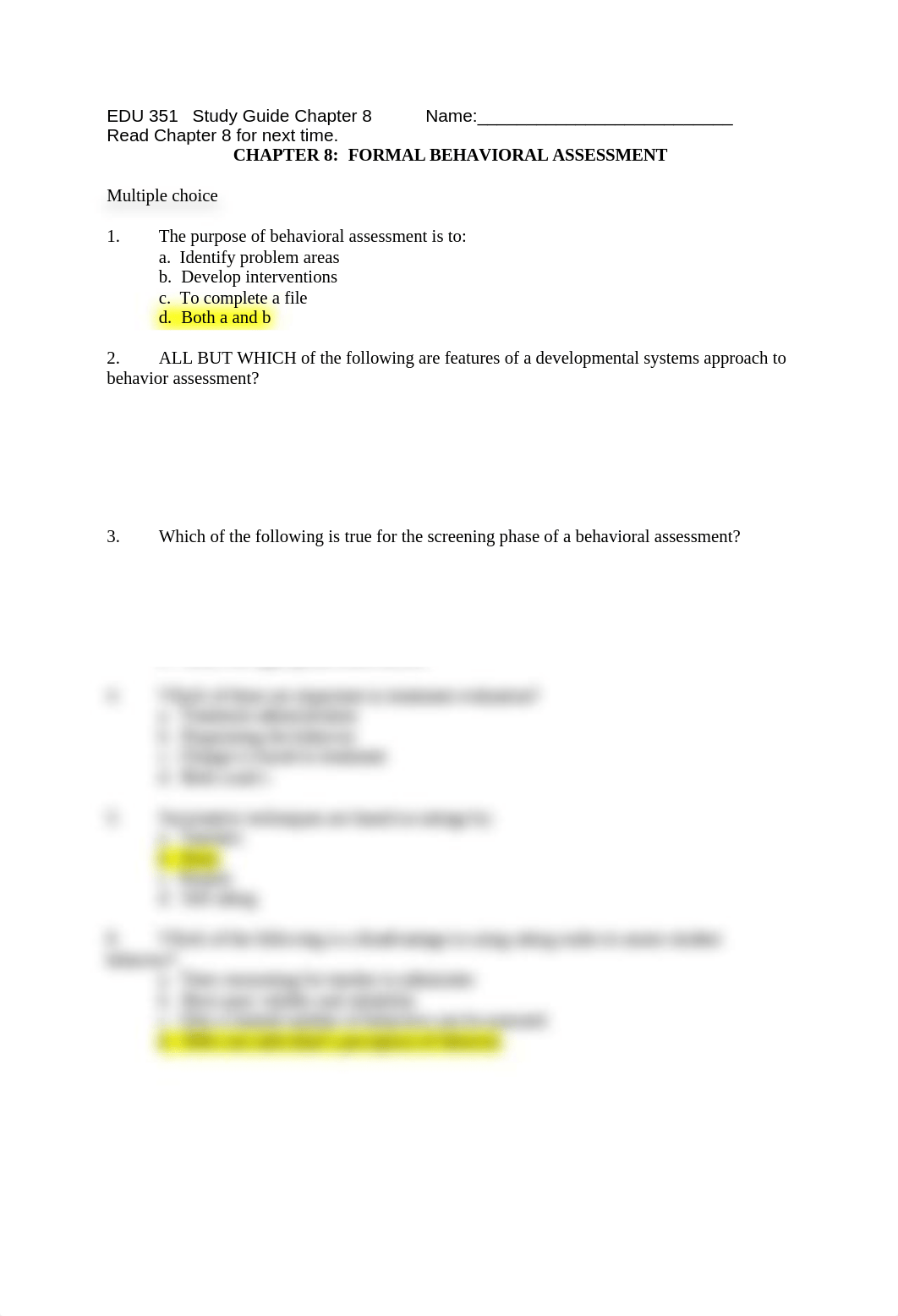 Edu. 351- Ch. 8 CHAPTER 8: FORMAL BEHAVIORAL ASSESSMENT Multiple choice_d3hlcy67d8g_page1