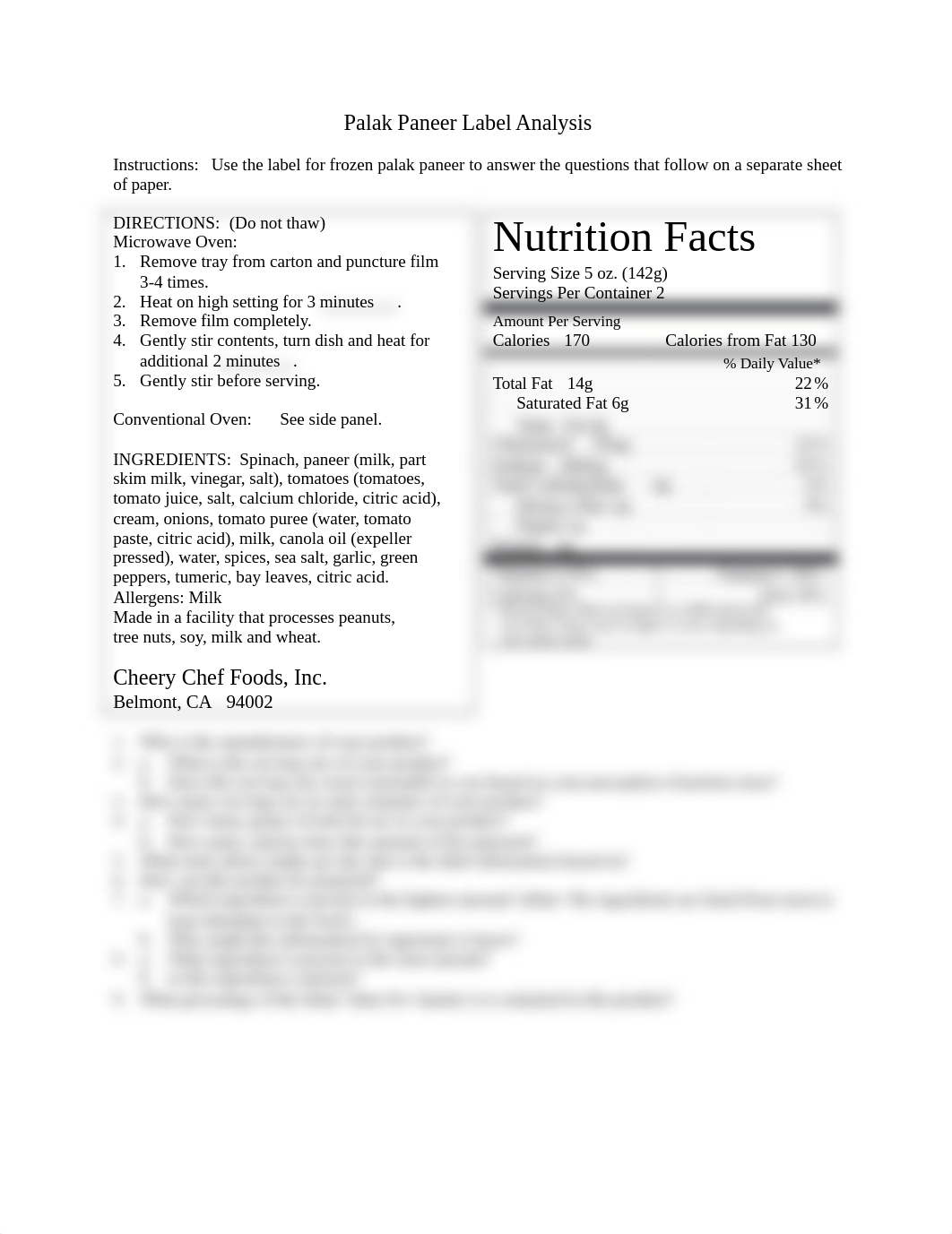 Palak Paneer Label Analysis Ch1.docx_d3i742lim8n_page1