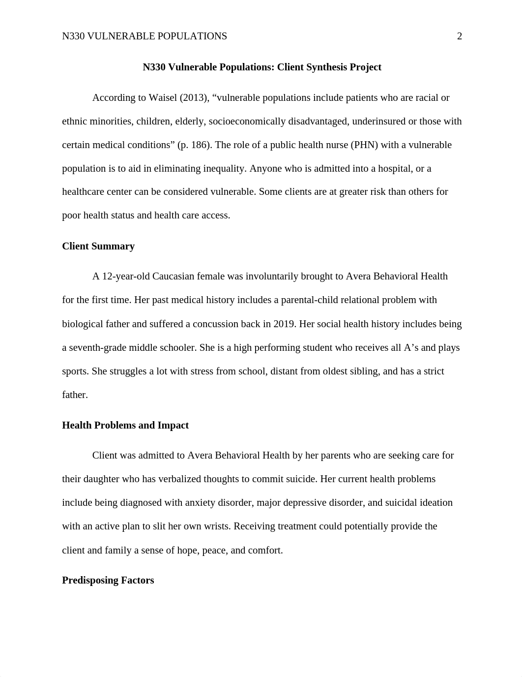 N330 Vulnerable Populations Paper - Pt 1.docx_d3ij2krdygf_page2