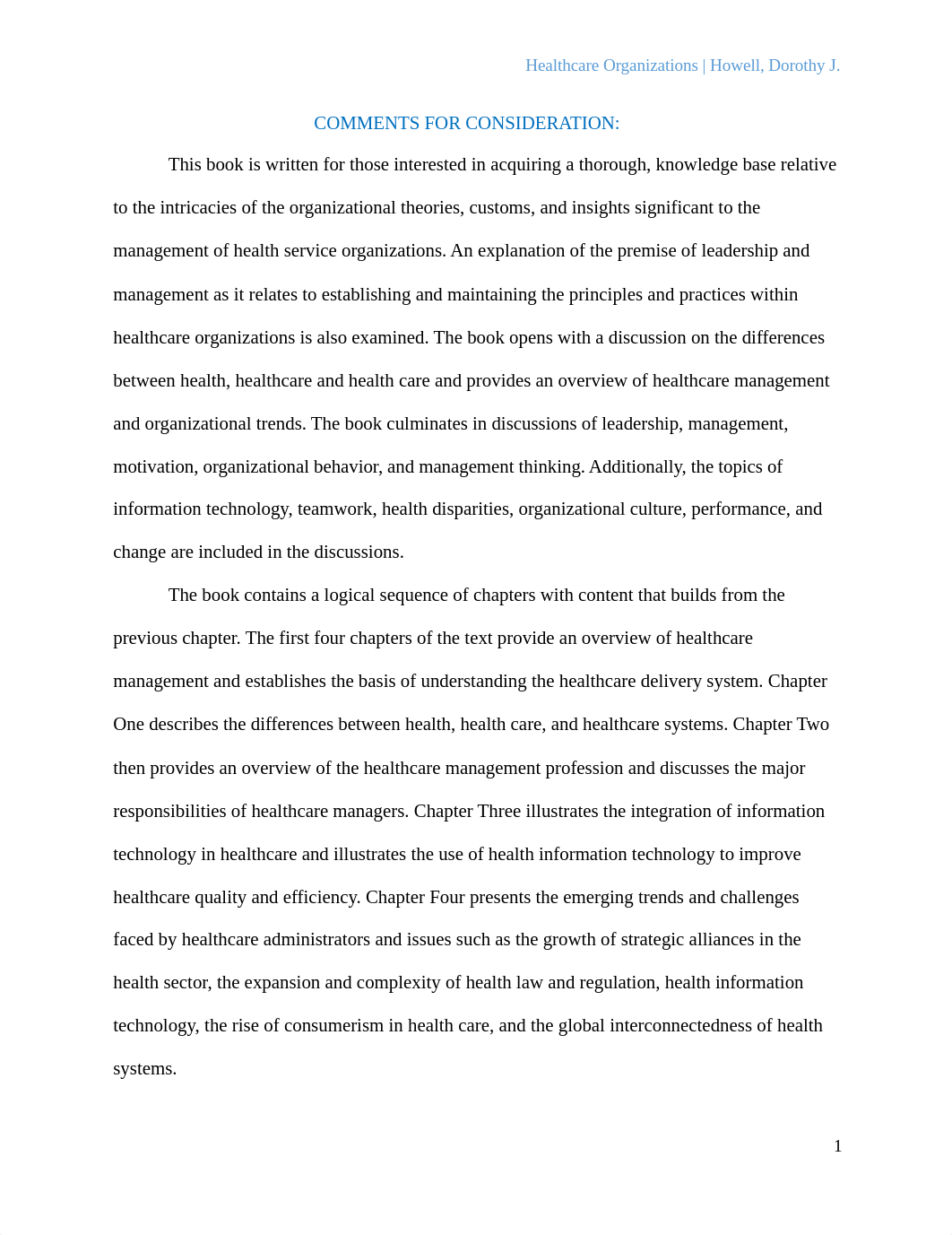 Chapter 1 Health, Healthare, & Health Care Dorothy Howell (1).docx_d3iltihk772_page1