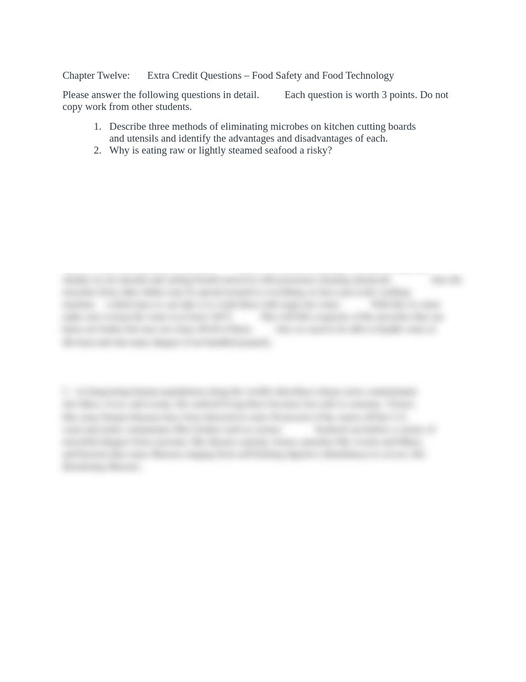 Chapter Twelve:  Extra Credit Questions - Food Safety and Food Technology_d3iq4t50jgz_page1