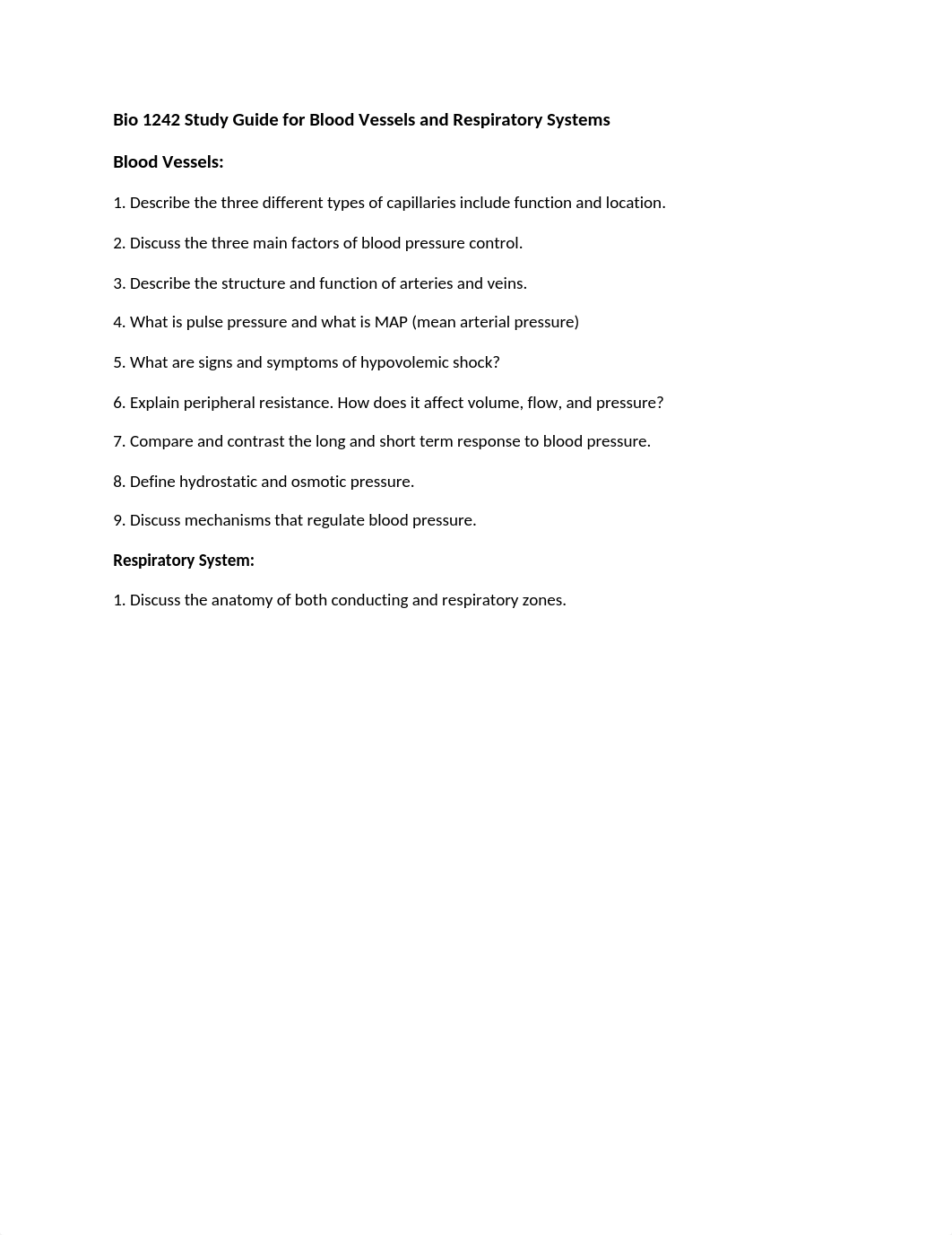 Bio 1242 Study Guide for Blood Vessels and Respiratory Systems.docx_d3j7niy0pyy_page1