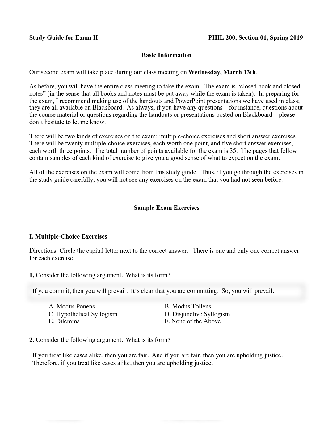 PHIL 200 01 Study Guide for Exam II Spring 2019.pdf_d3jucq49ab6_page1