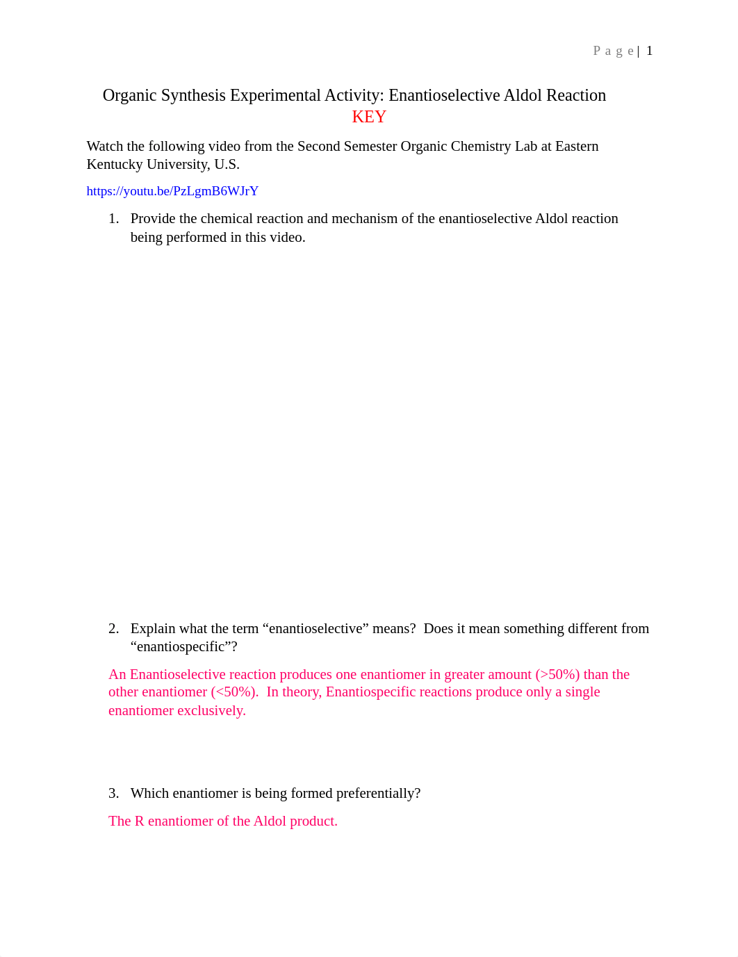 Enantioselective Aldol Reaction KEY.pdf_d3jv4ij3vpd_page1