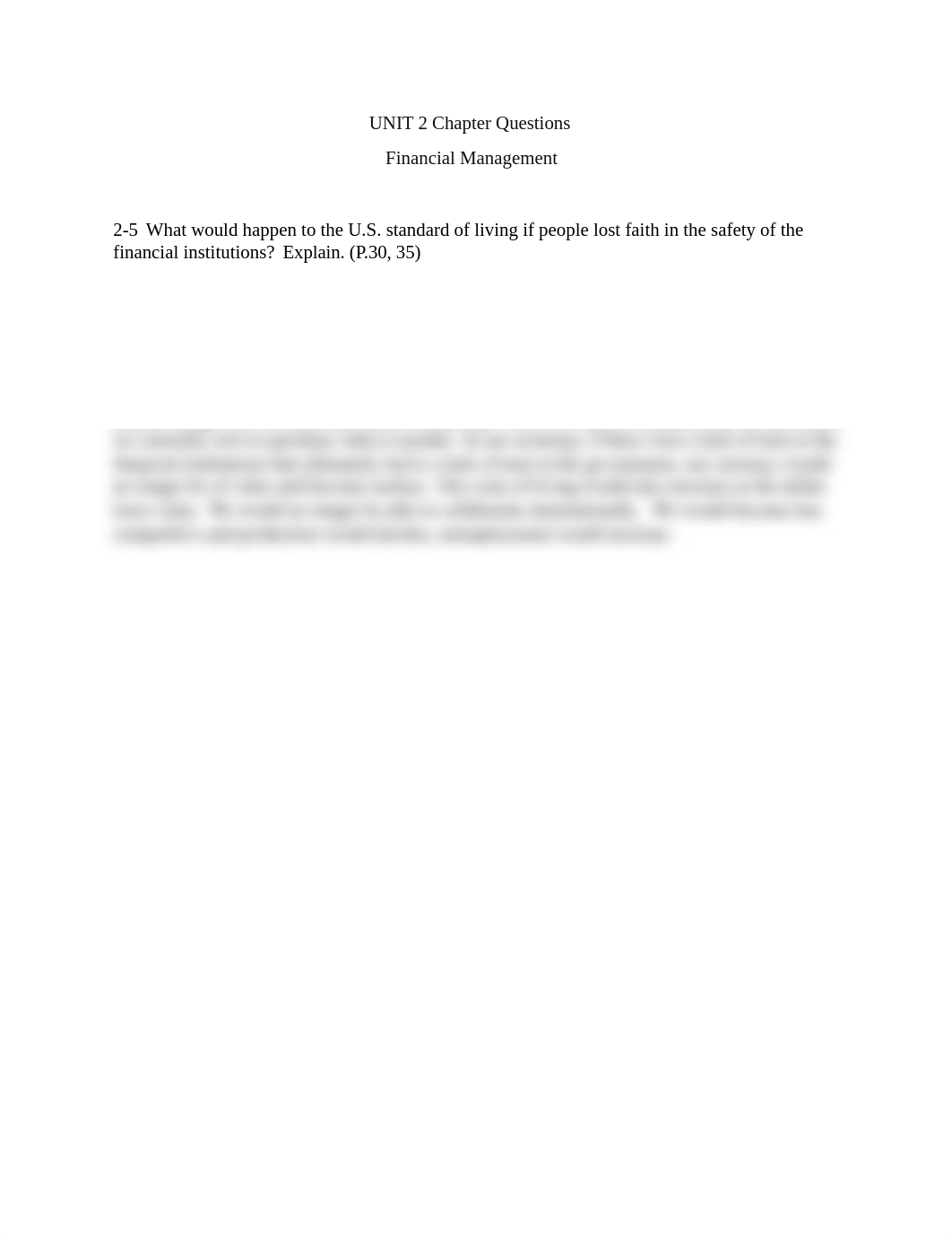 2-5  What would happen to the U.S. standard of living if people lost faith in the safety of the fina_d3k3ccko1rd_page1