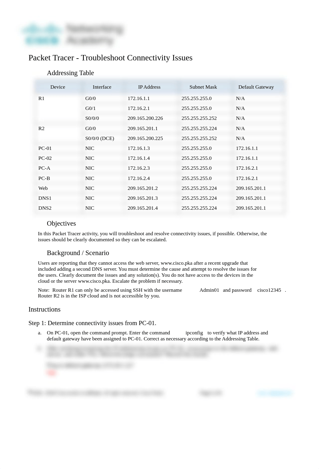 17.7.7 Packet Tracer - Troubleshoot Connectivity Issues (1).docx_d3kq060i7fu_page1