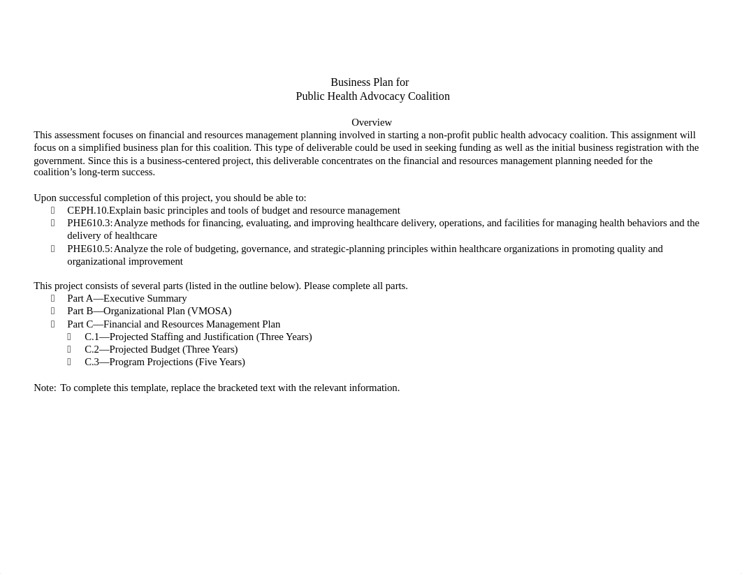 PHE 610 Business Plan for Public Health Advocacy Coalition Template.edited (1).docx_d3l142psxlj_page1