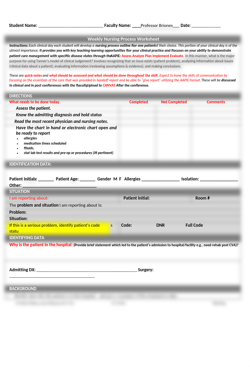 SBAR & Weekly Nursing Process Worksheet.docx_d3l3psavq2u_page1