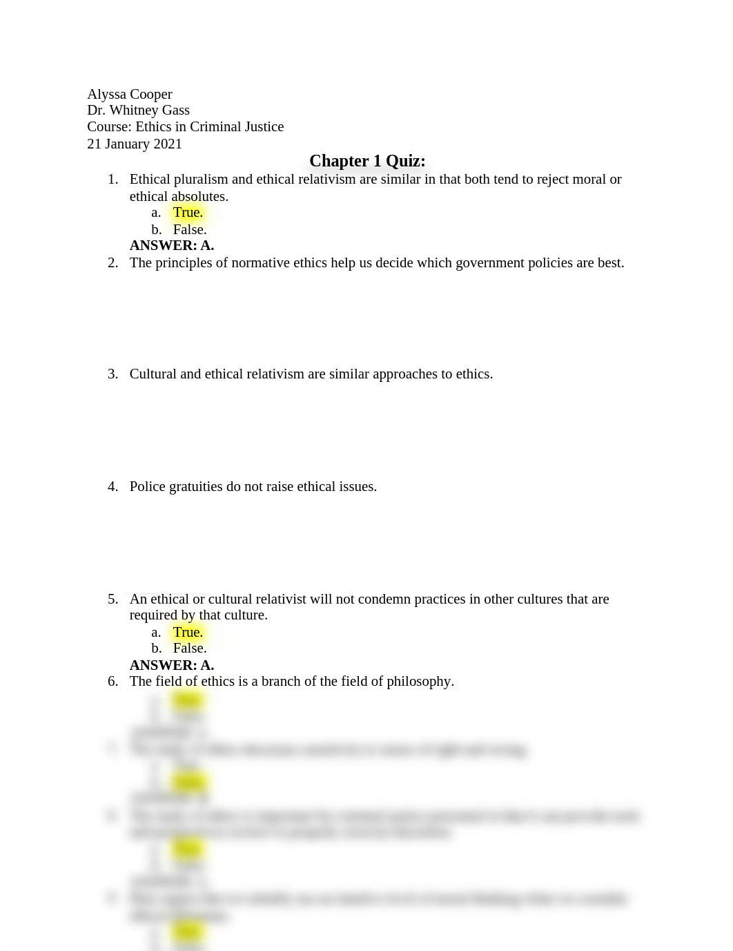 Chapter 1 Quiz - Ethics in Criminal Justice .docx_d3la9nuogsd_page1