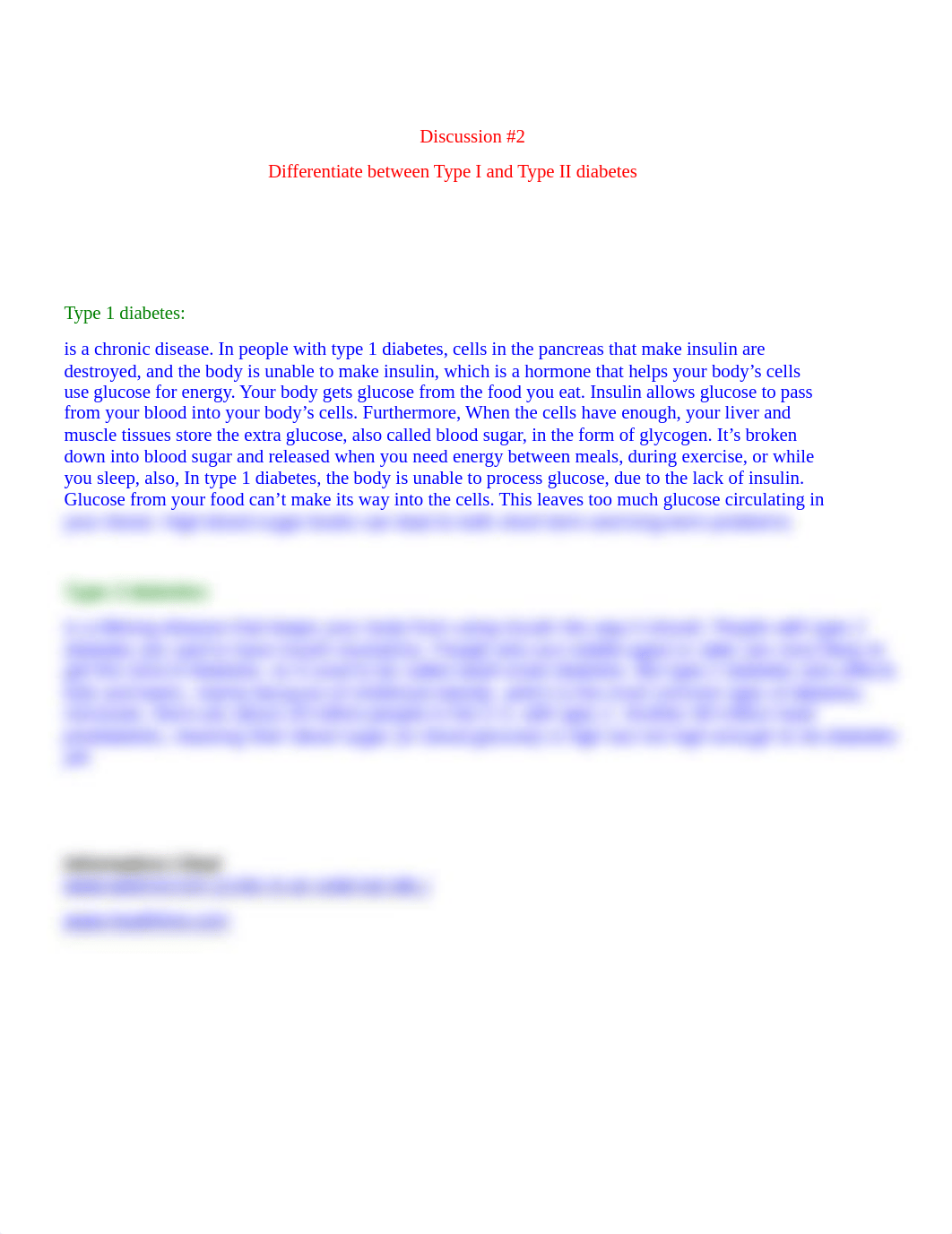 Discussion 2 Differentiate between Type I and Type II diabetes.docx_d3laoa0v3vi_page1