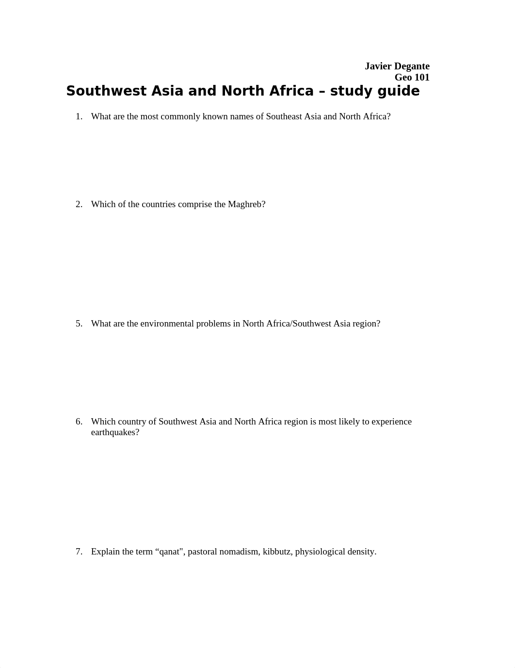 EXAM #6 study Guide Ch 7 NorthAfricaSouthwest Asia (1).docx_d3lhcx27xz5_page1