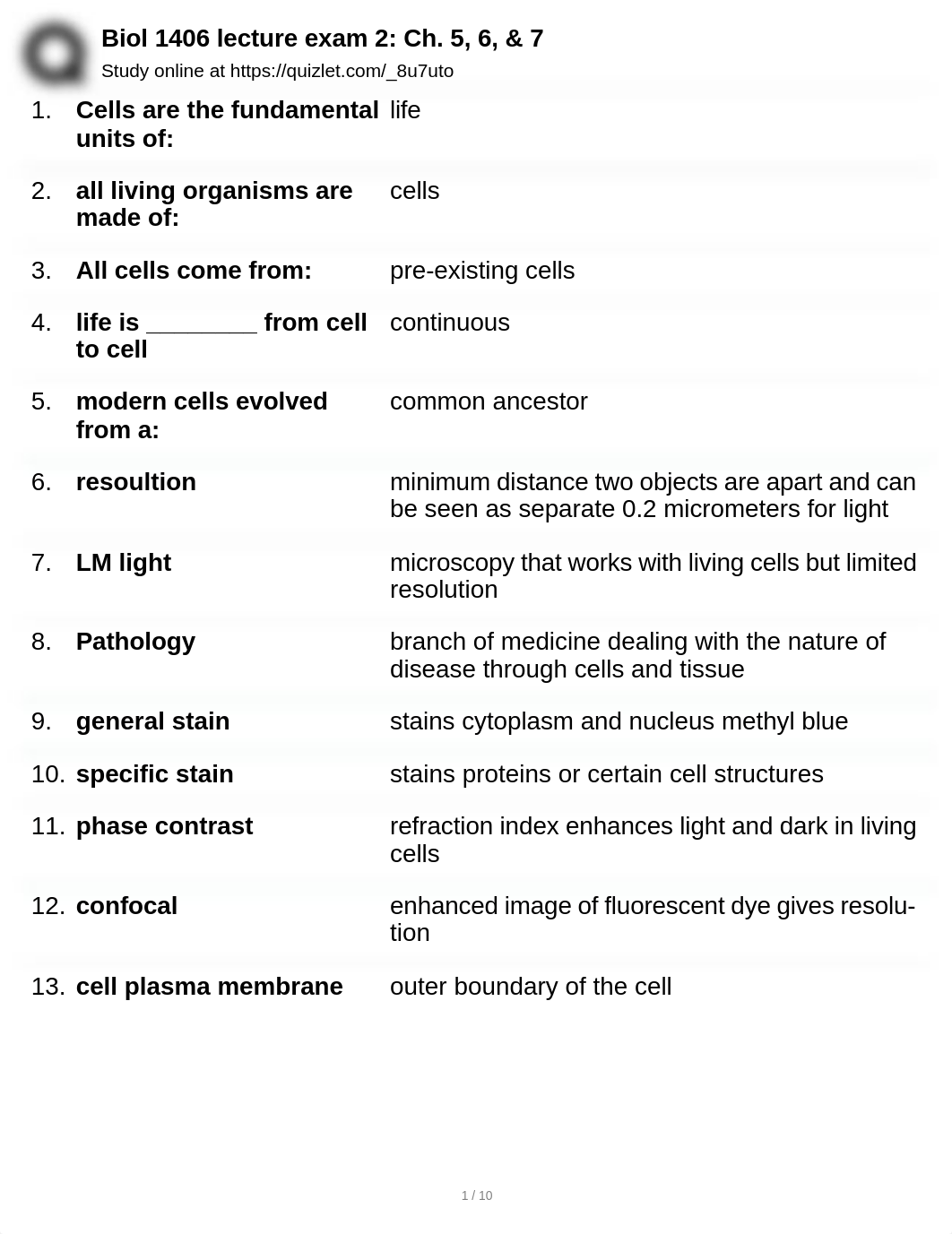 Biol 1406 lecture exam 2 -Ch. 5, 6, & .pdf_d3luli76mg8_page1