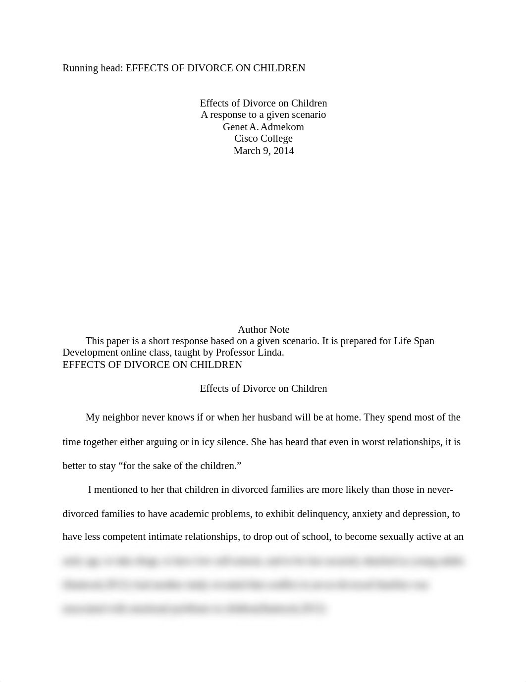 Life Span---Effects of Divorce on Children--Chapter Five-Six Response_d3lzio5g2kg_page1