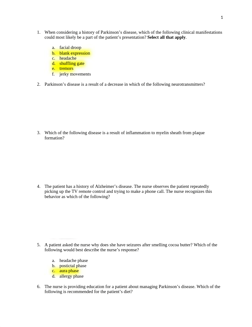 Neuro practice Answers.docx_d3muge4q39p_page1