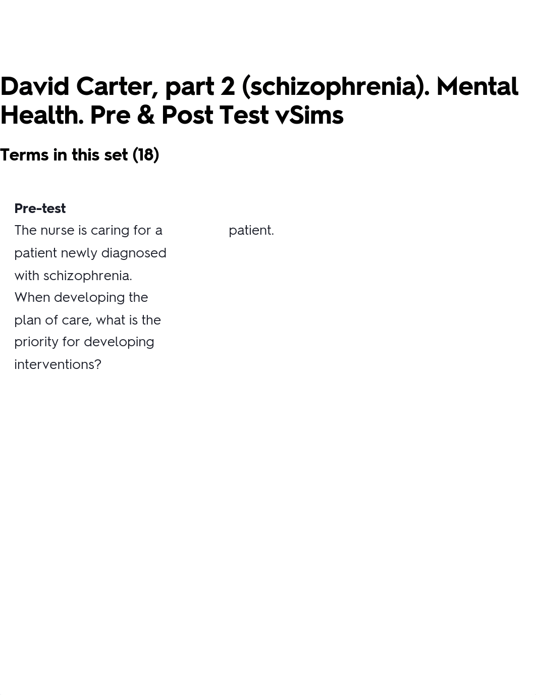 David Carter, part 2 (schizophrenia). Mental Health. Pre & Post Test vSims Flashcards _ Quizlet.pdf_d3myf6zjsb2_page1