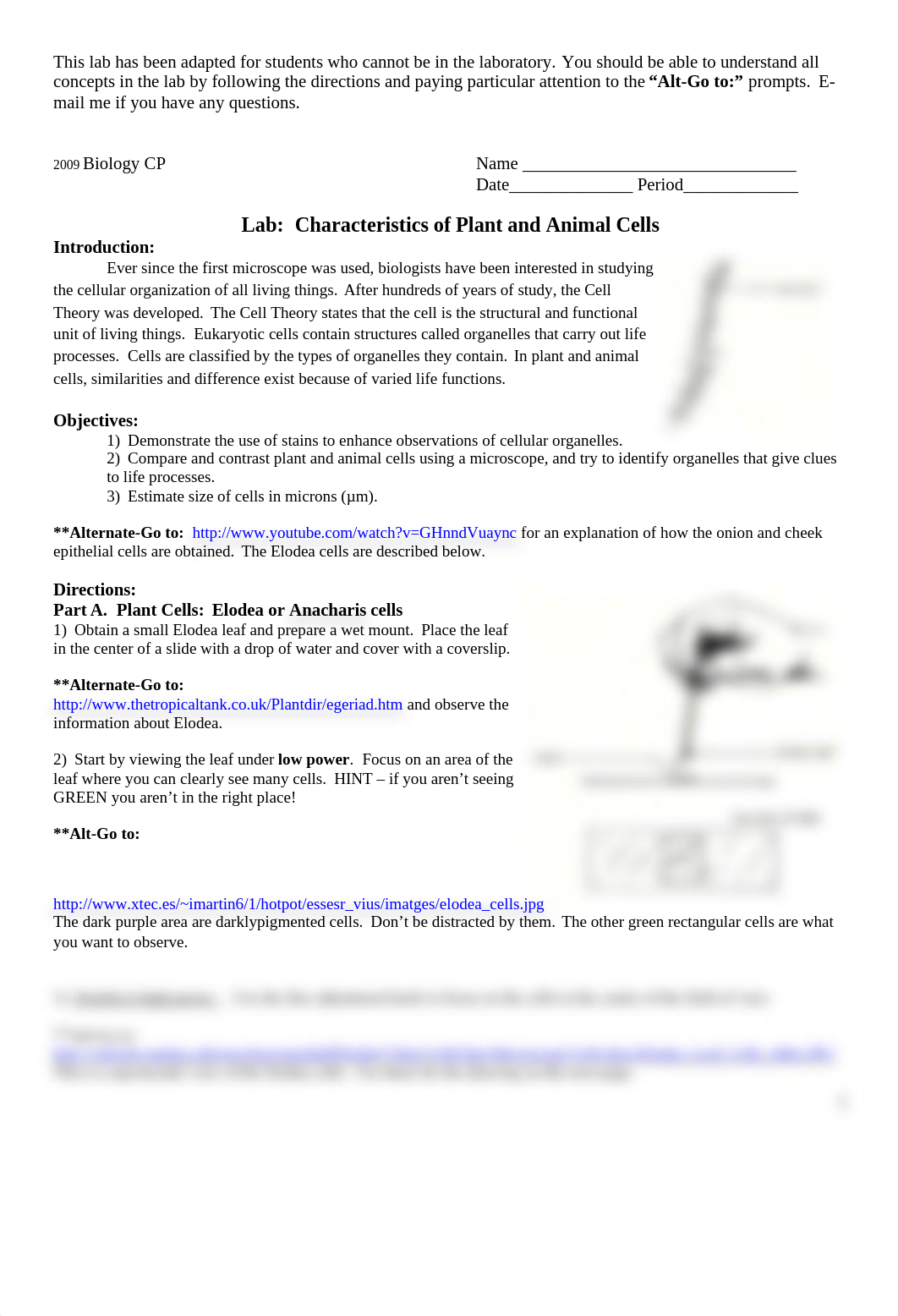 Lab Characteristics of Plant and Animal Cells for absent students 1415.doc_d3ndguuhbkj_page1