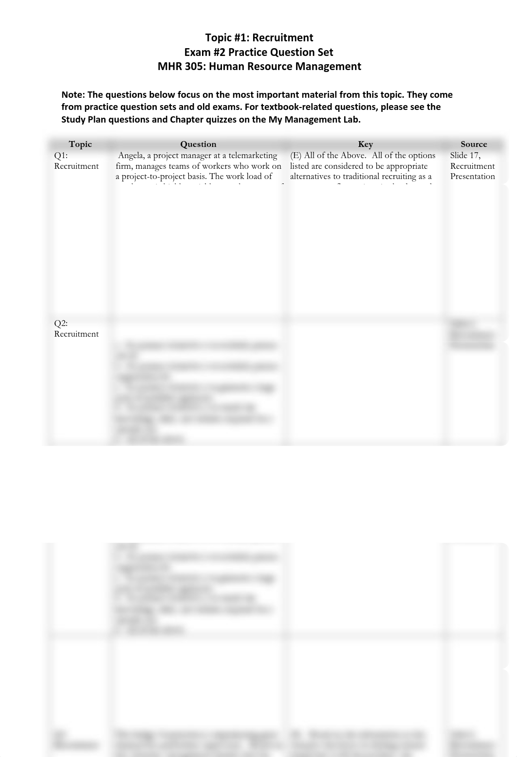 MHR 305 - Exam #2 - Practice Questions - Recruitment (Topic #1)_d3ngxkhq65e_page1