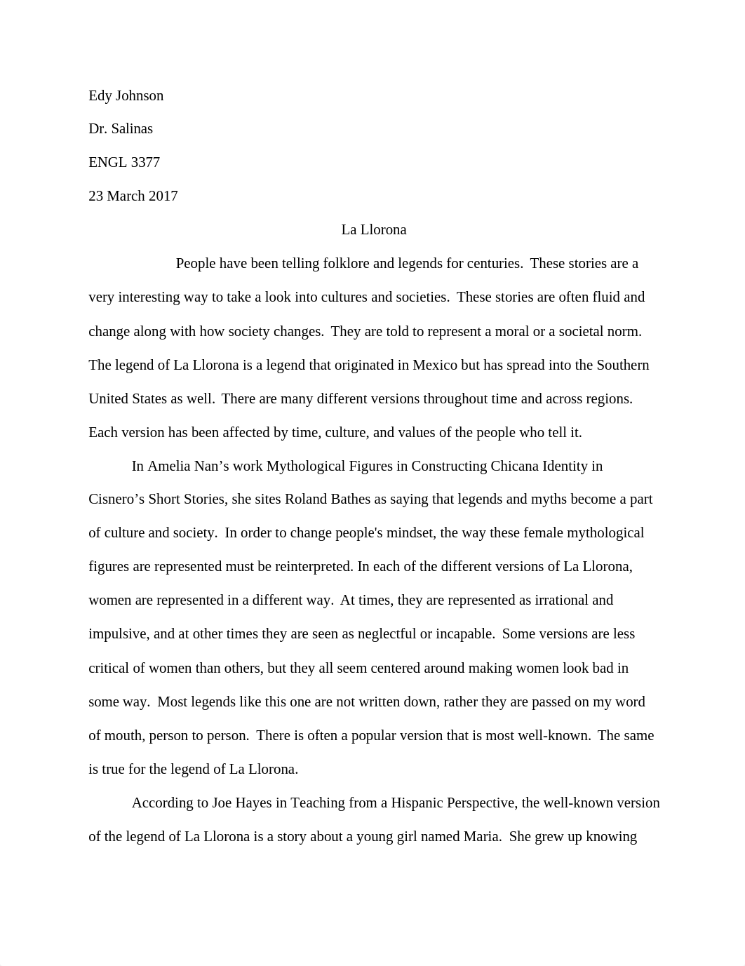 La Llorona Essay.docx_d3odmga0buu_page1