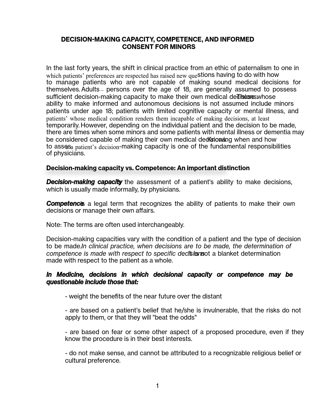 Decision Making Capacity, Competence, and Informed Consent for Minors.pdf_d3oxyqhdor5_page1