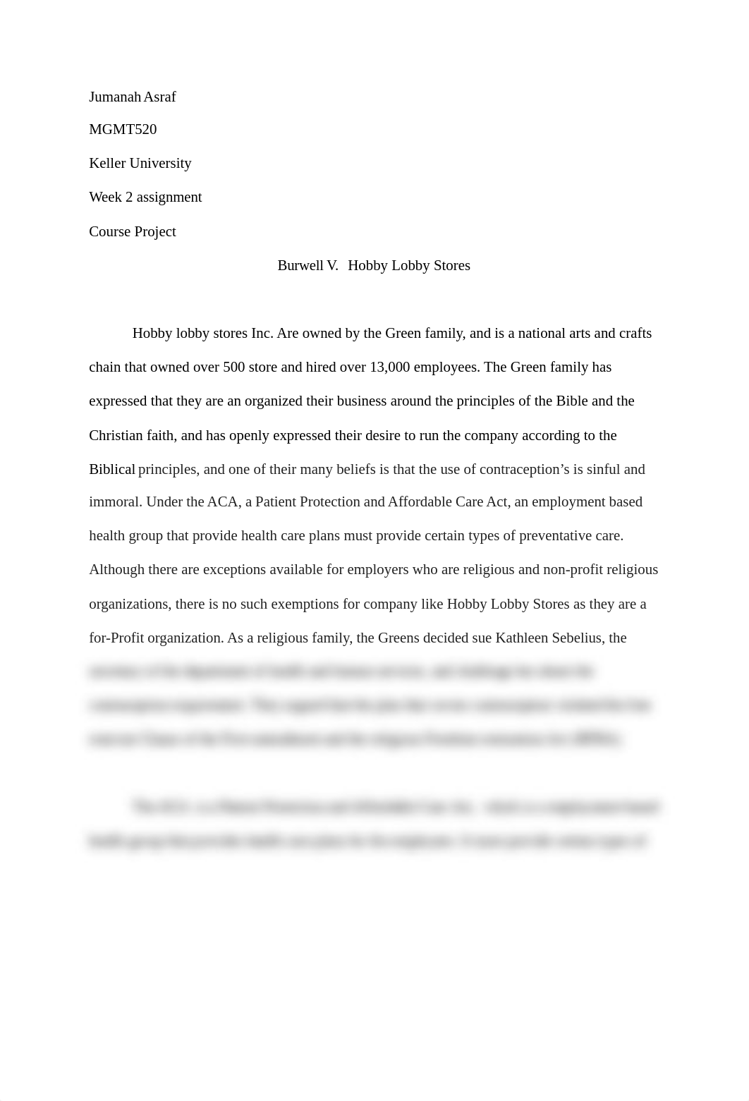 Jumanah Asraf WK2 Course Project Hobby Lobby V. Burwell.docx_d3oz4qdqppe_page1