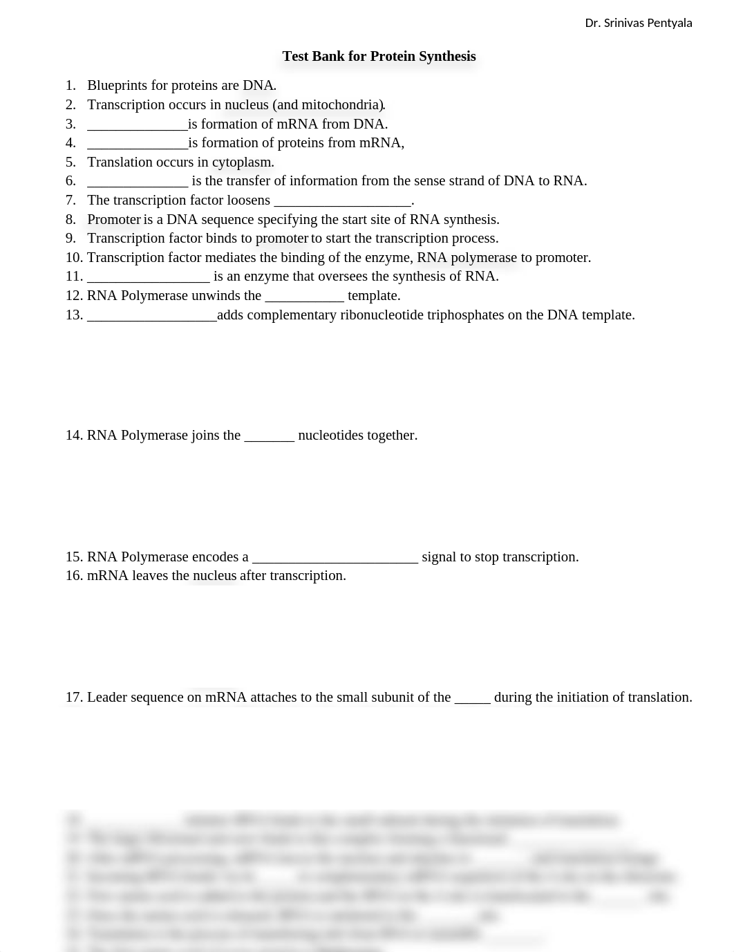 Test Bank for Protein Synthesis.docx_d3qk6qgo6t0_page1