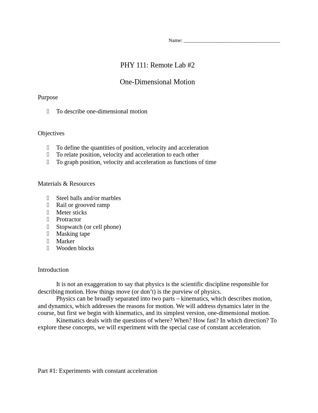 phy 111 remote lab 02 - one dimensional motion v3.docx_d3qzfrg7mmr_page1