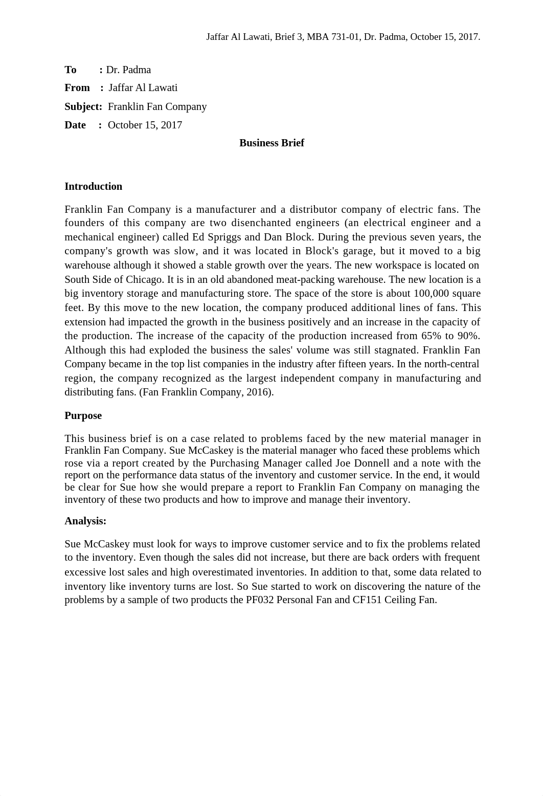 Week 3 Business Brief Franklin Fan Company.docx_d3rtonyqqnf_page1