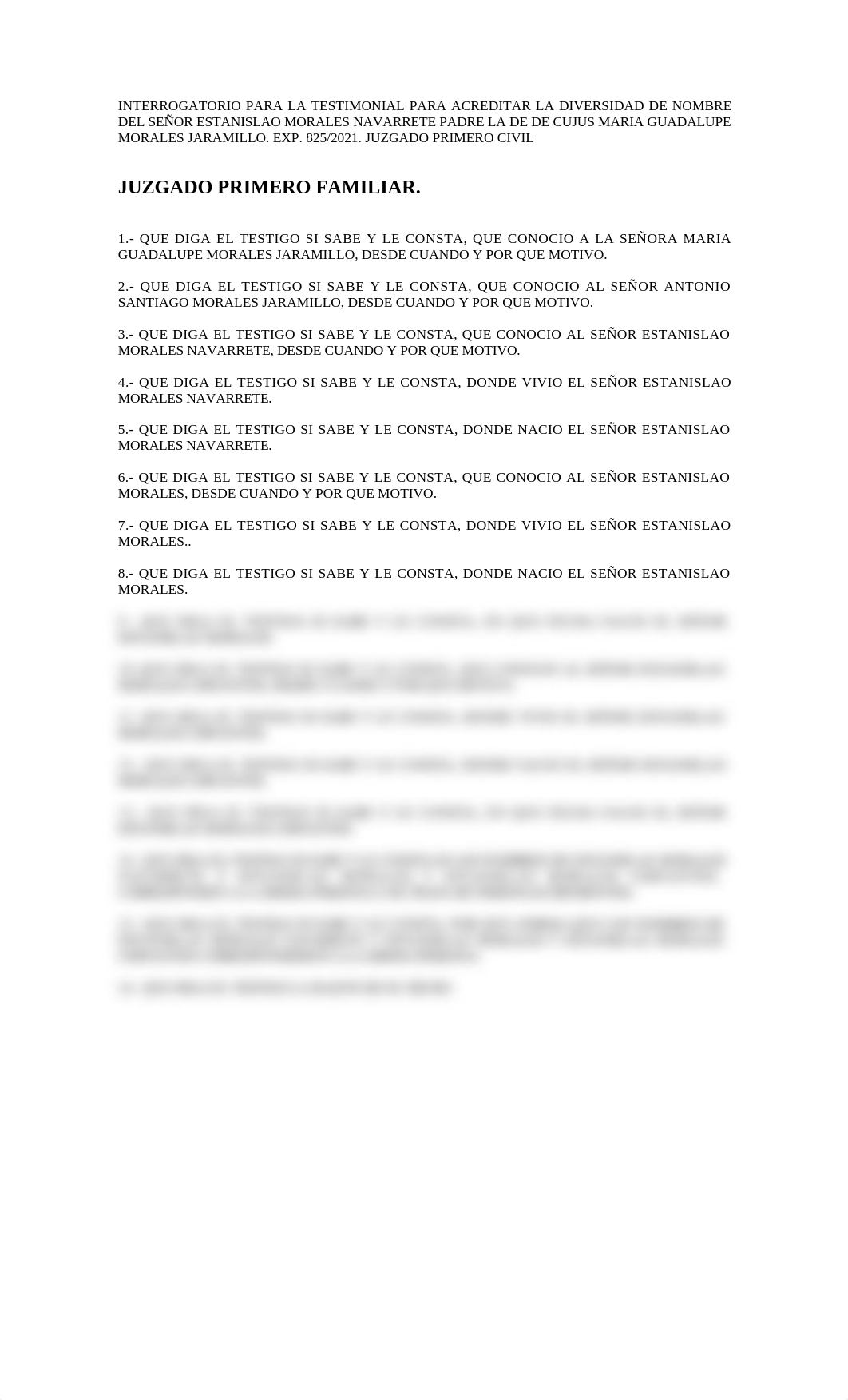 INTERROGATORIO TESTIMONIAL ACREDITAR  DIVERSIDAD DE NOMBRE DE ESTANISLAO MORALES.doc_d3s4mg2x46e_page1