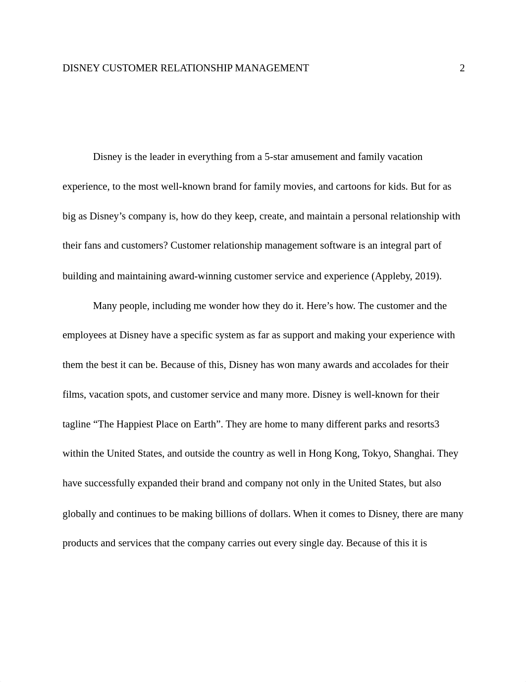 DISNEY CUSTOMER RELATIONSHIP MANAGEMENT ESSAY.docx_d3s5cpc1k5t_page1