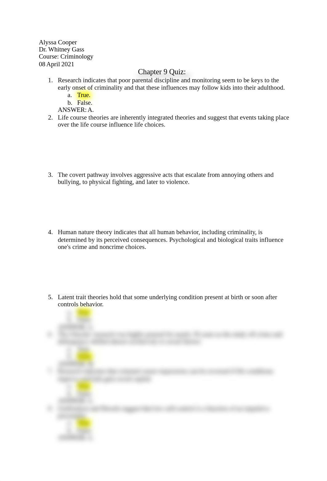 Chapter 9 Quiz - Criminology Dr. Gass.docx_d3s9k370erq_page1